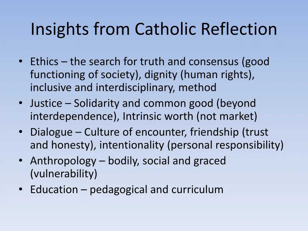 insights from catholic reflection