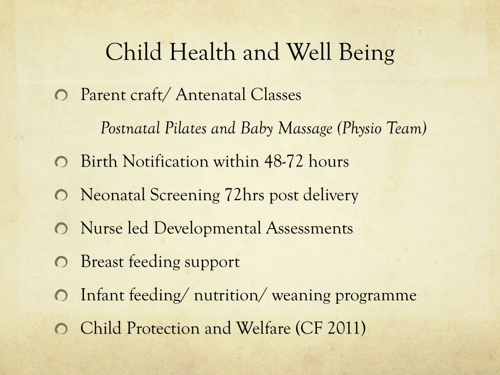 child health and well being