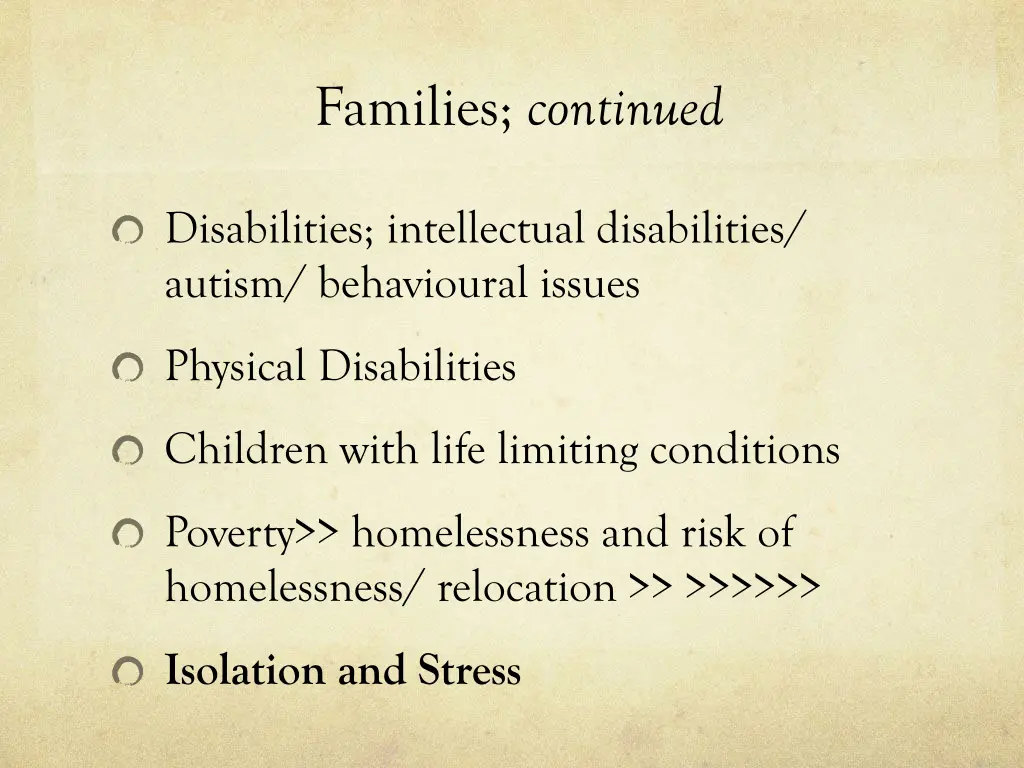 families continued