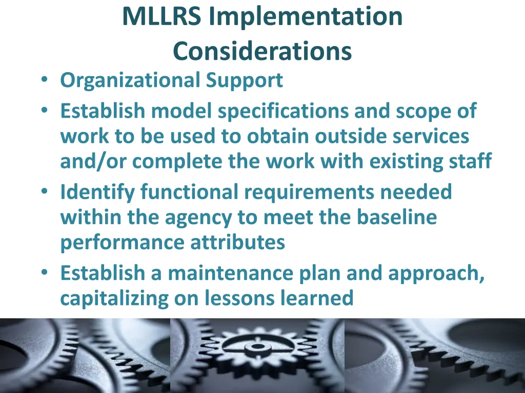 mllrs implementation considerations