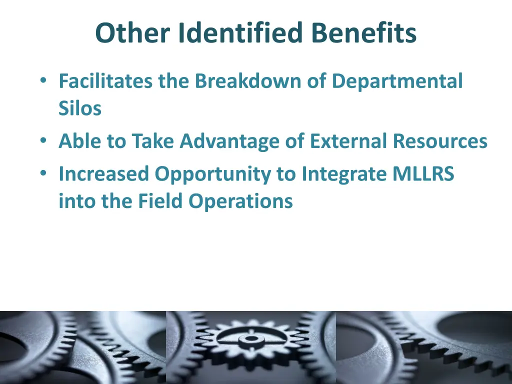 other identified benefits