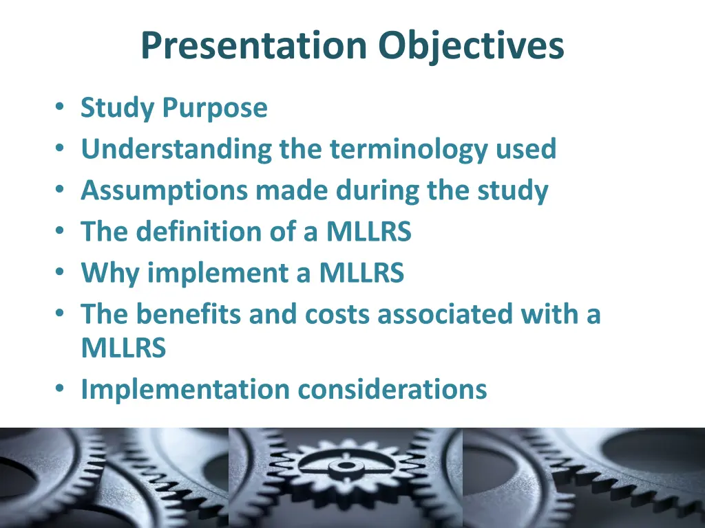 presentation objectives