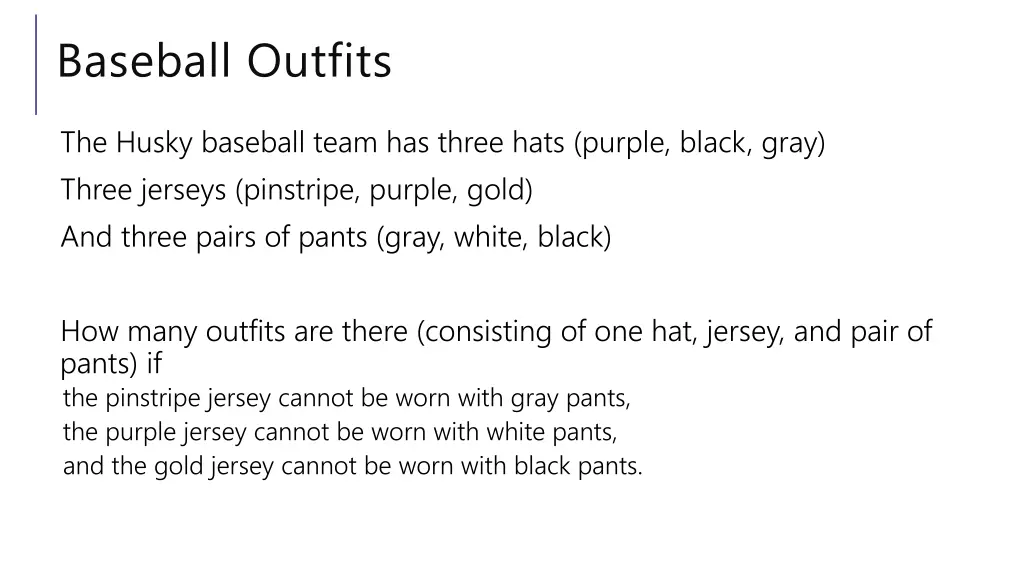 baseball outfits