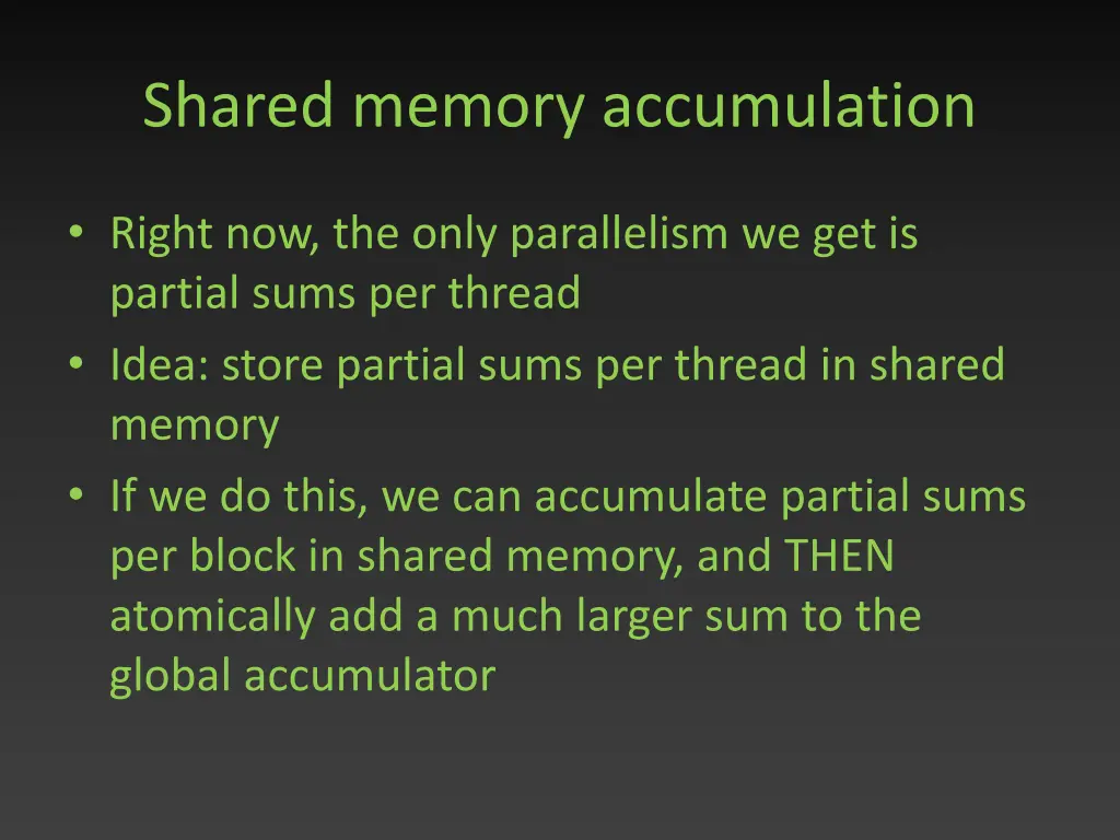 shared memory accumulation