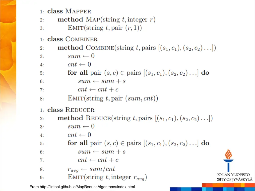 from http lintool github io mapreducealgorithms