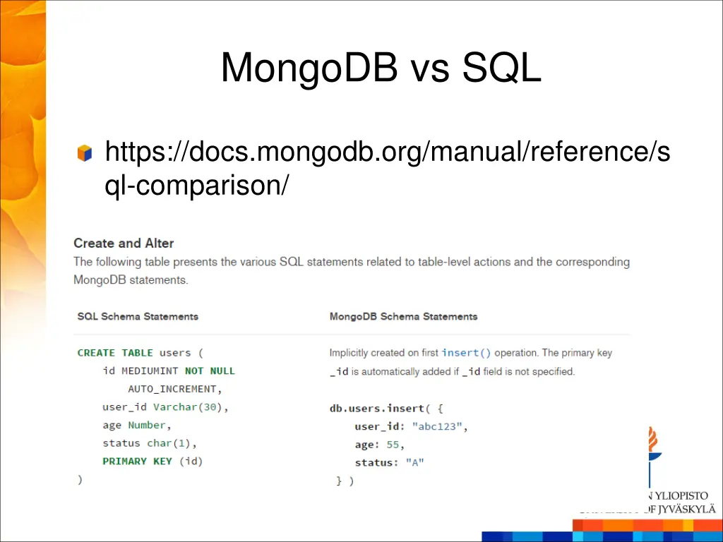mongodb vs sql