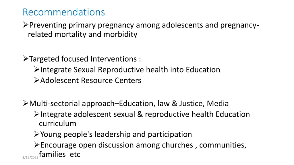 recommendations preventing primary pregnancy