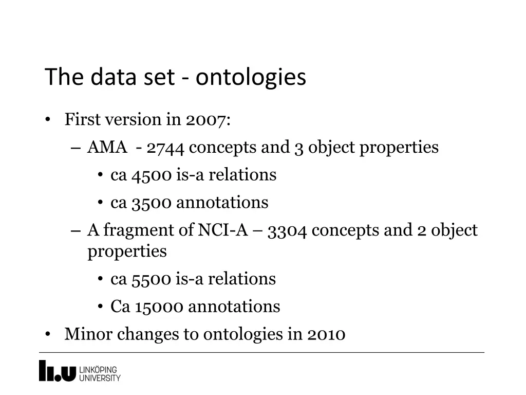 the data set ontologies