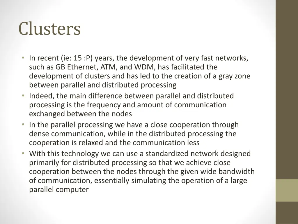 clusters 1