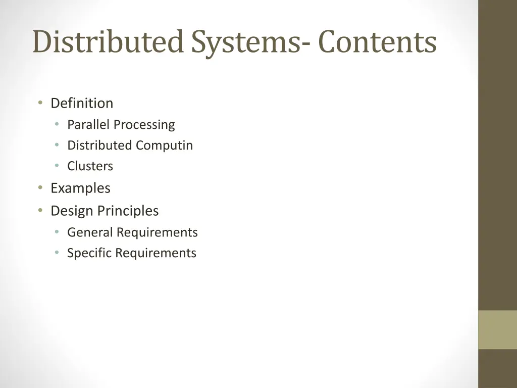 distributed systems contents