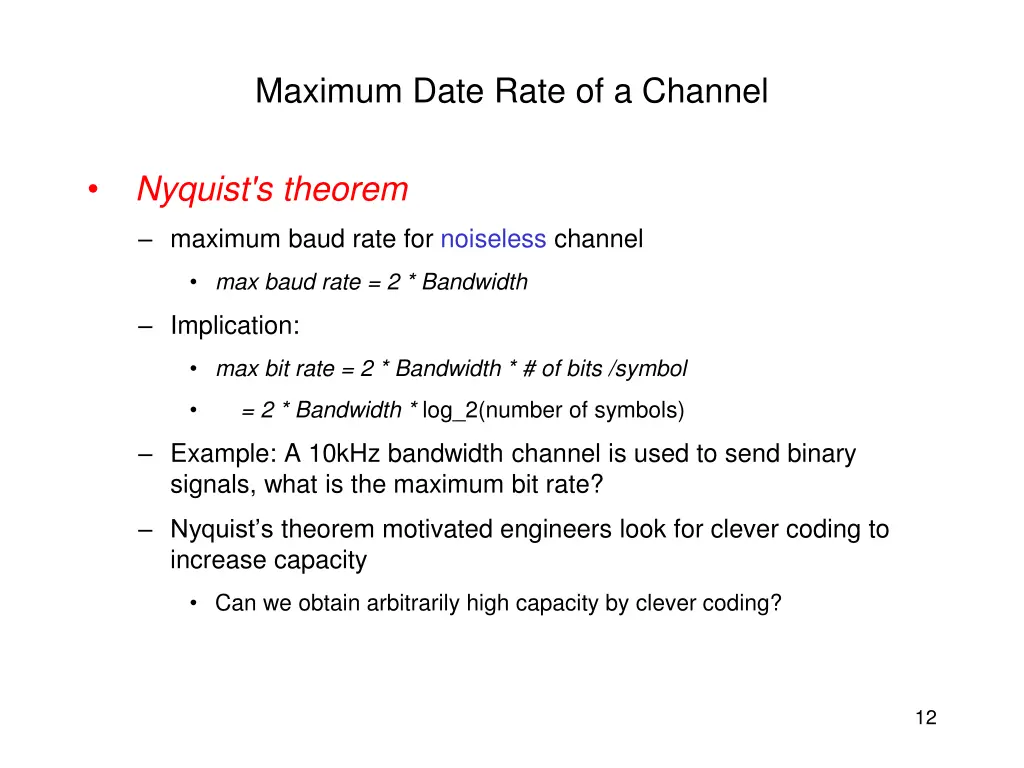 maximum date rate of a channel