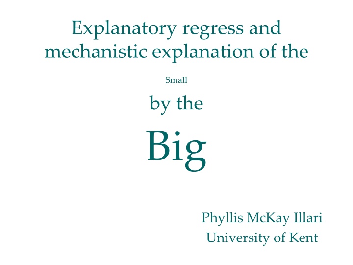 explanatory regress and mechanistic explanation