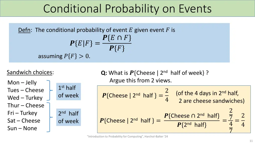 conditional probability on events 2
