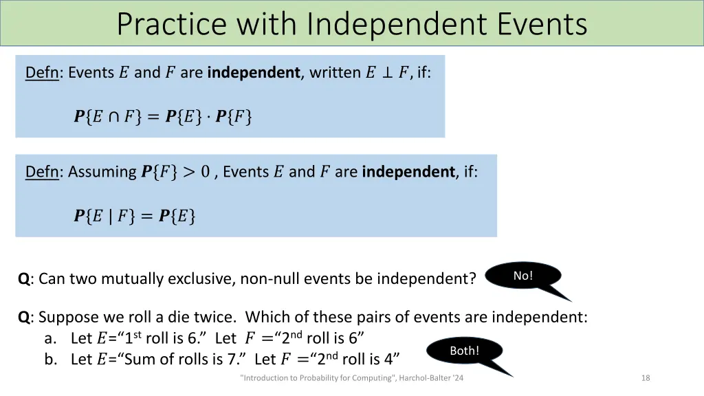 practice with independent events