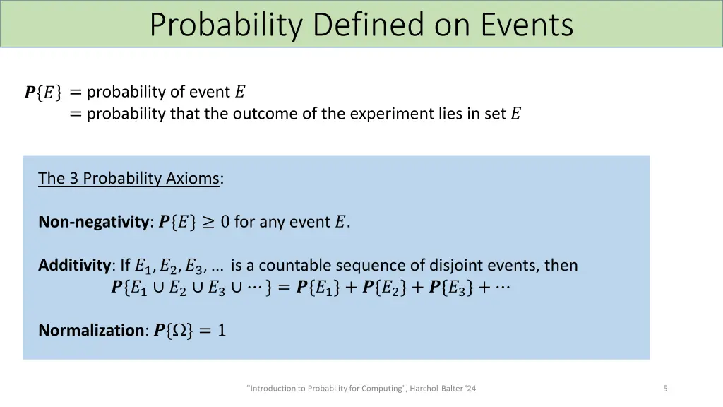 probability defined on events