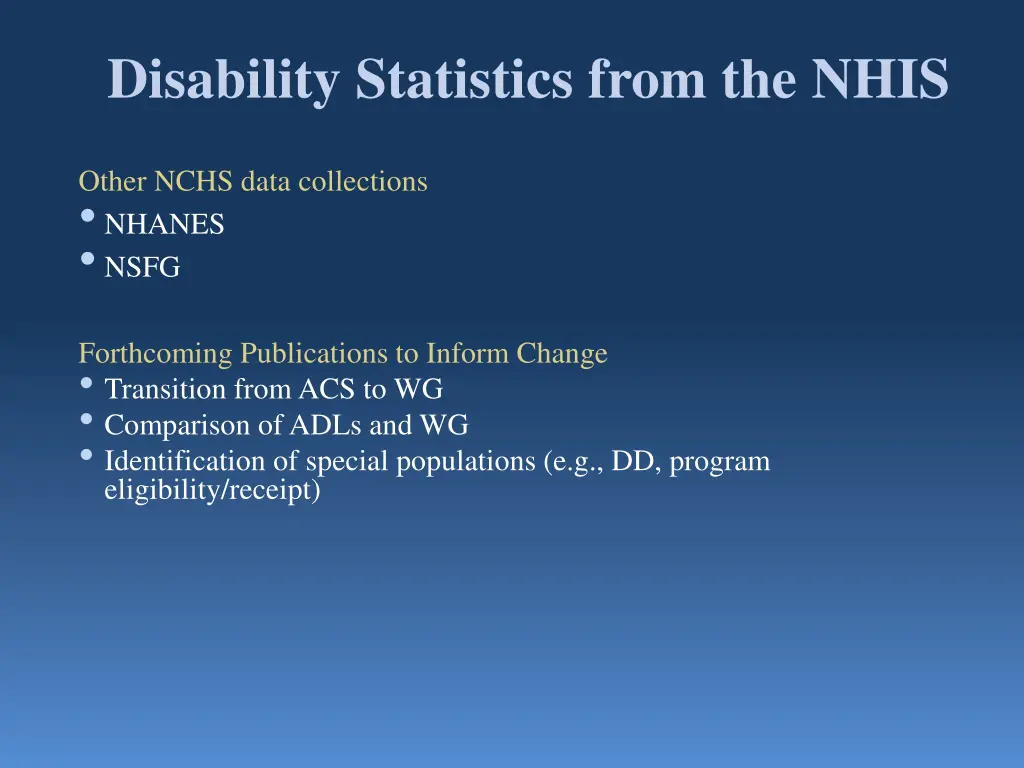 disability statistics from the nhis 1