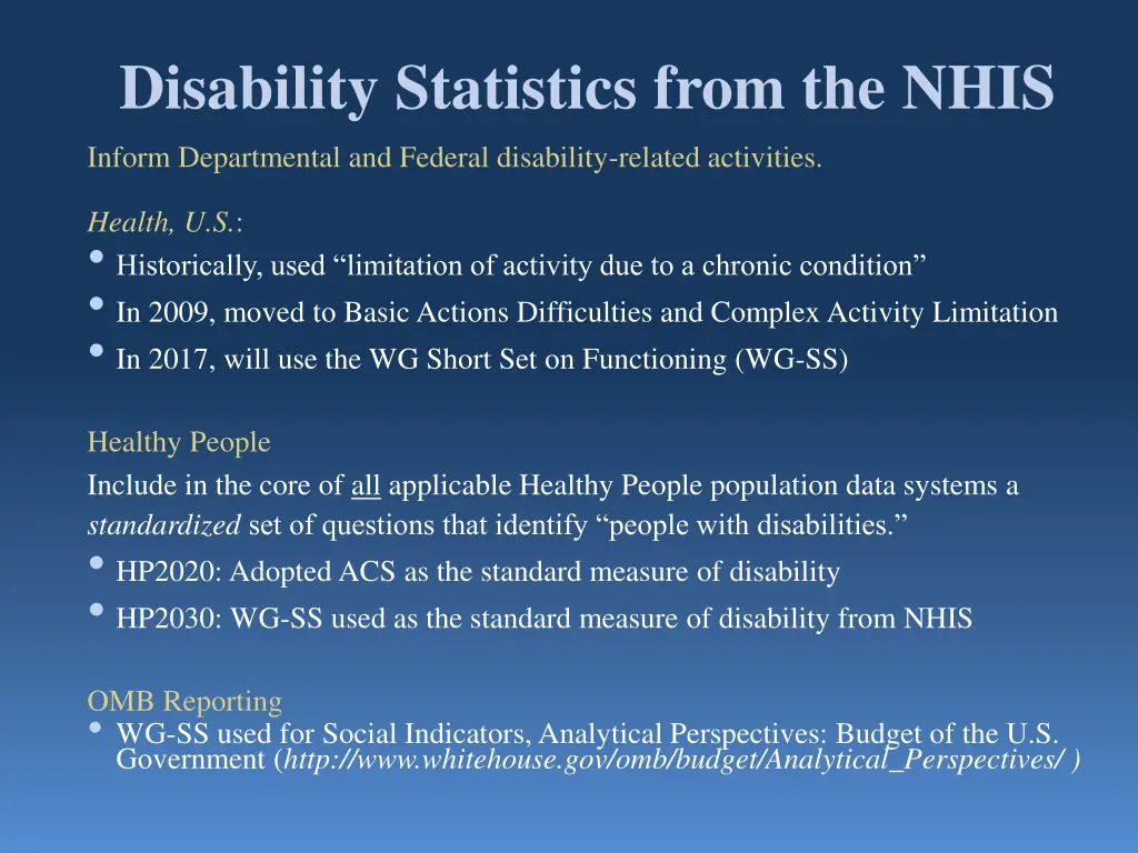 disability statistics from the nhis