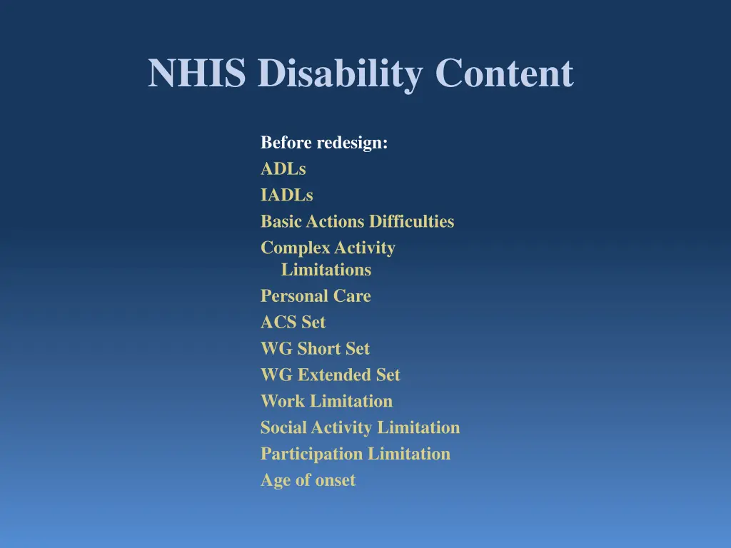 nhis disability content