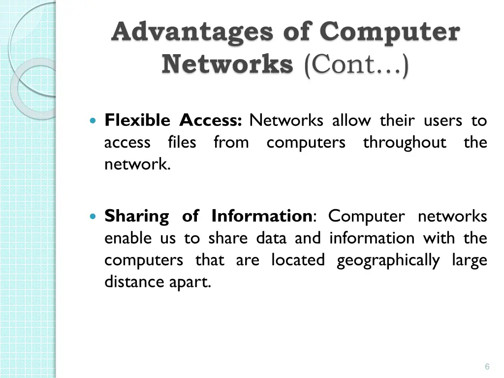 advantages of computer networks cont