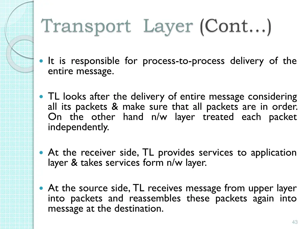 transport layer cont