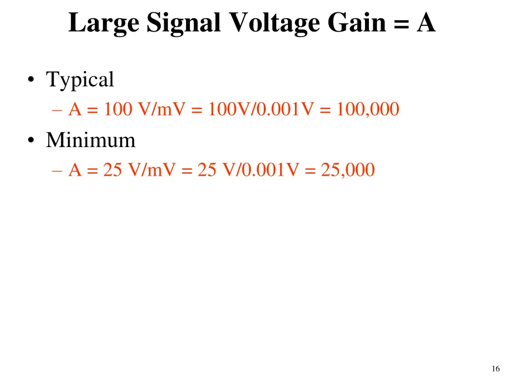 large signal voltage gain a