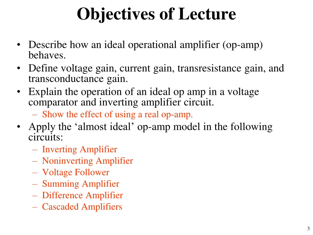 objectives of lecture
