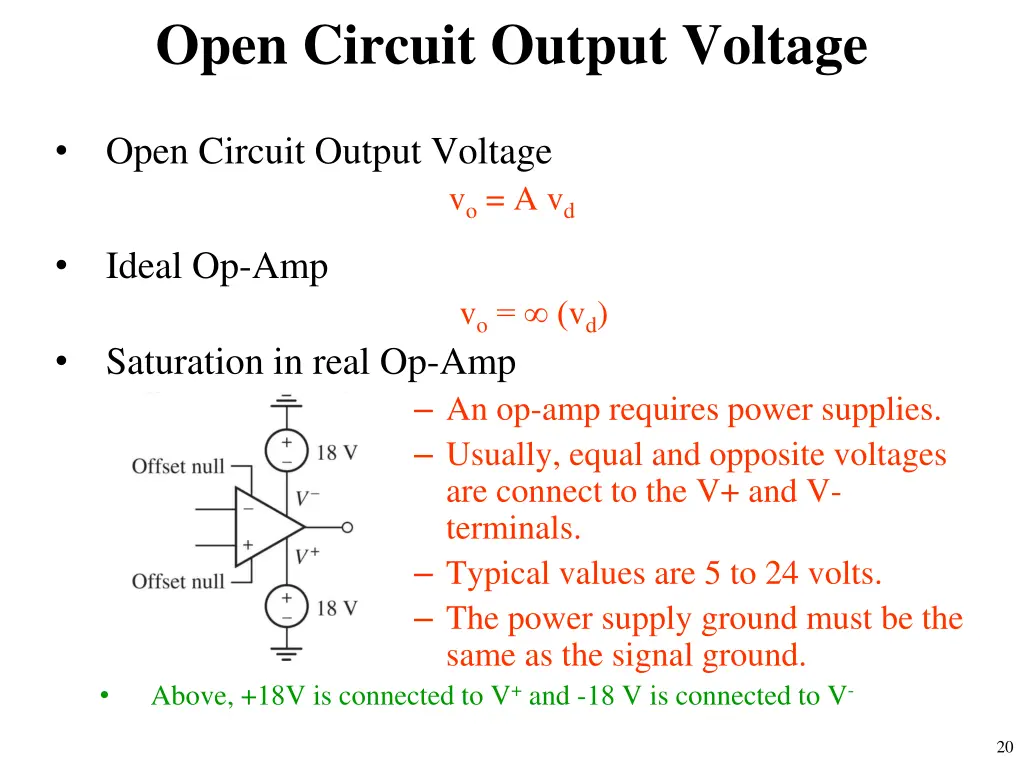 open circuit output voltage