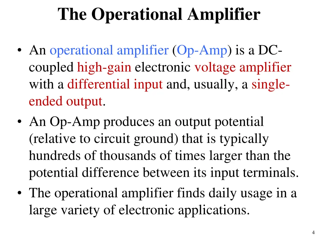 the operational amplifier