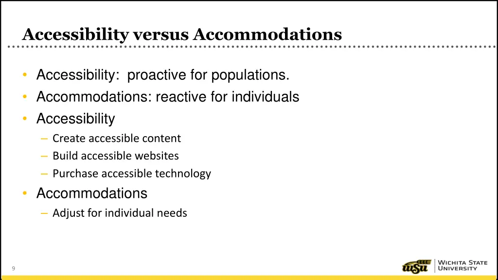 accessibility versus accommodations