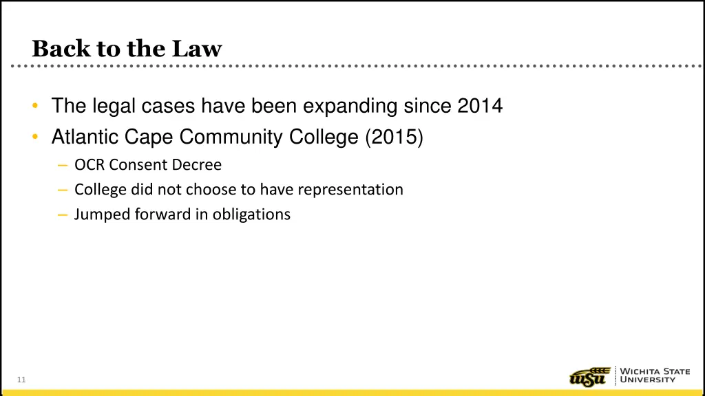 back to the law