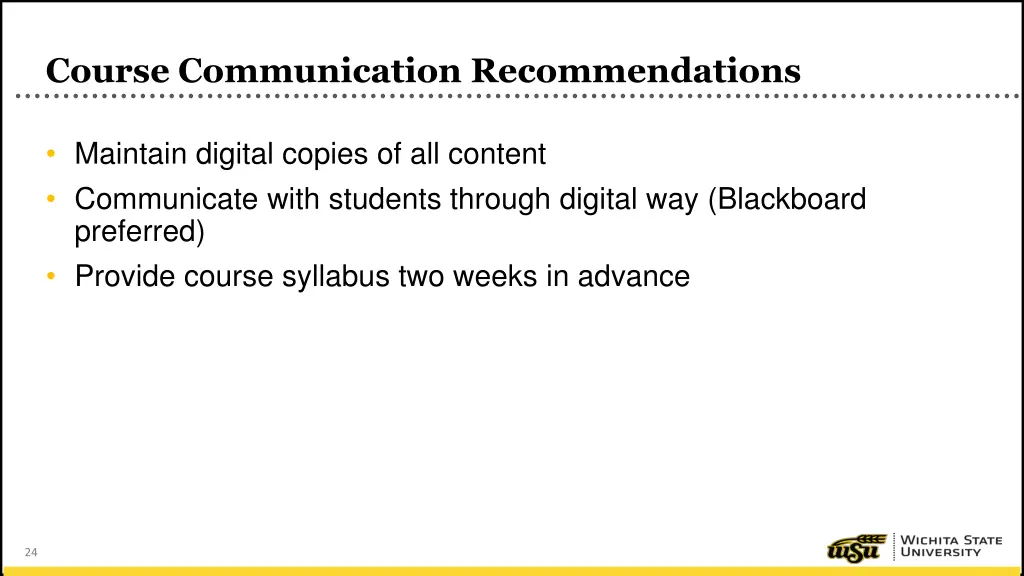 course communication recommendations