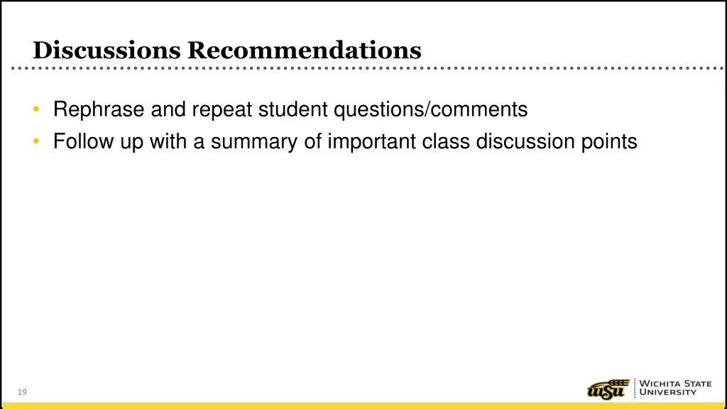 discussions recommendations
