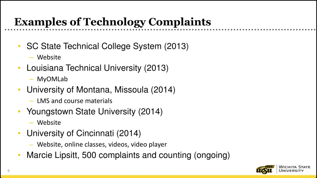 examples of technology complaints