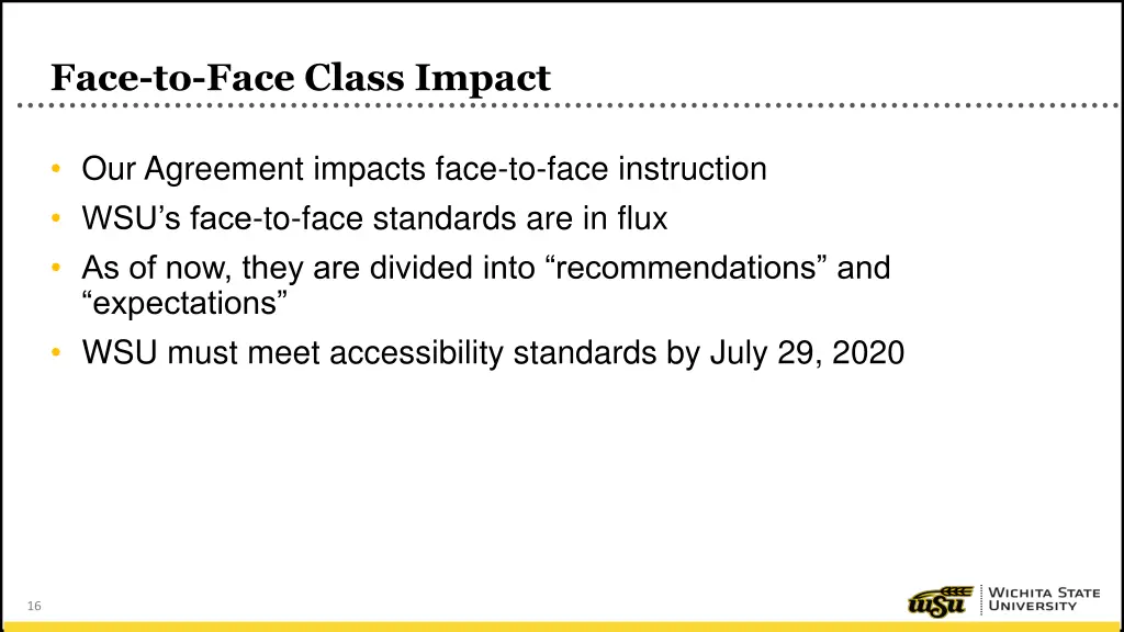face to face class impact