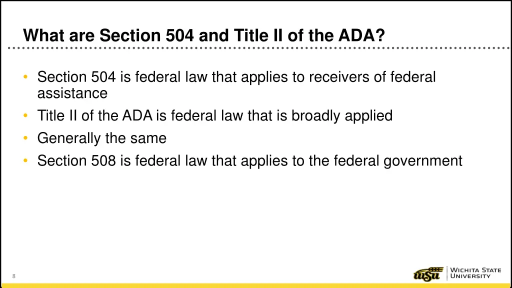 what are section 504 and title ii of the ada