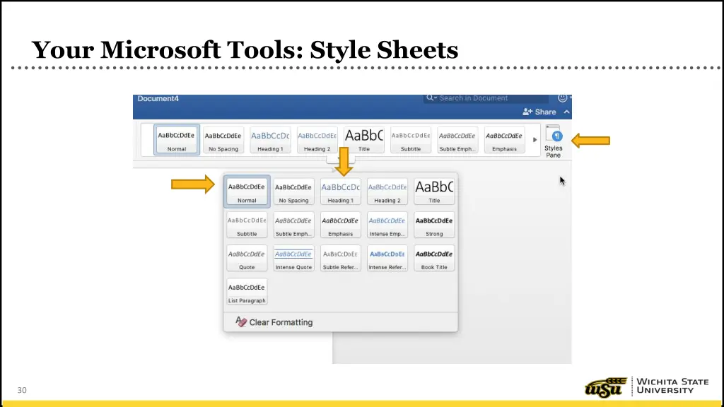 your microsoft tools style sheets