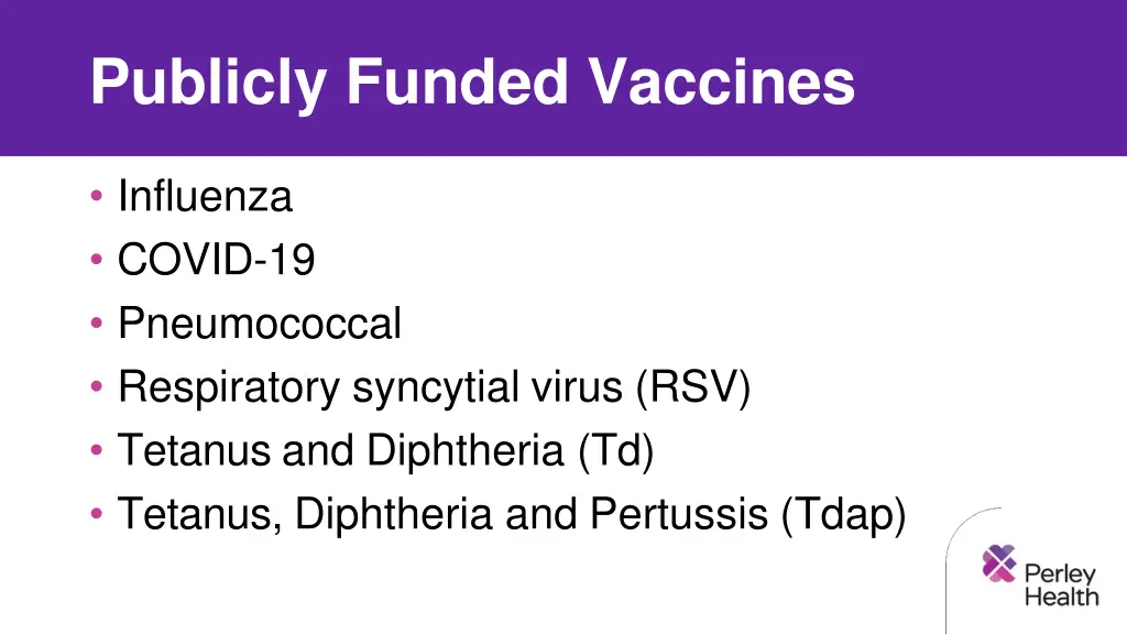 publicly funded vaccines