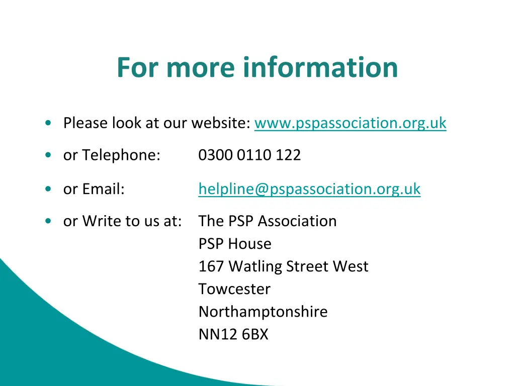 for more information