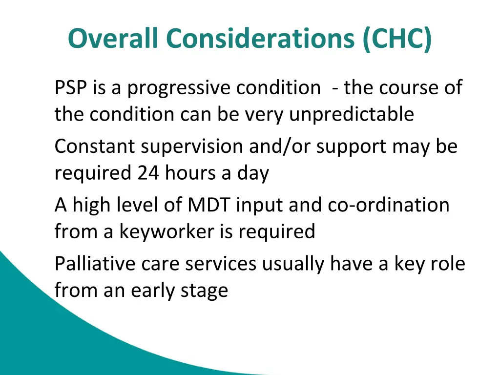 overall considerations chc