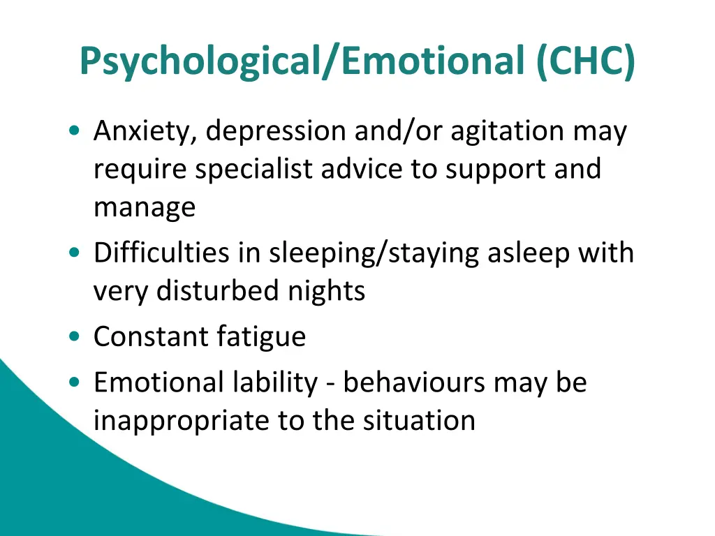 psychological emotional chc