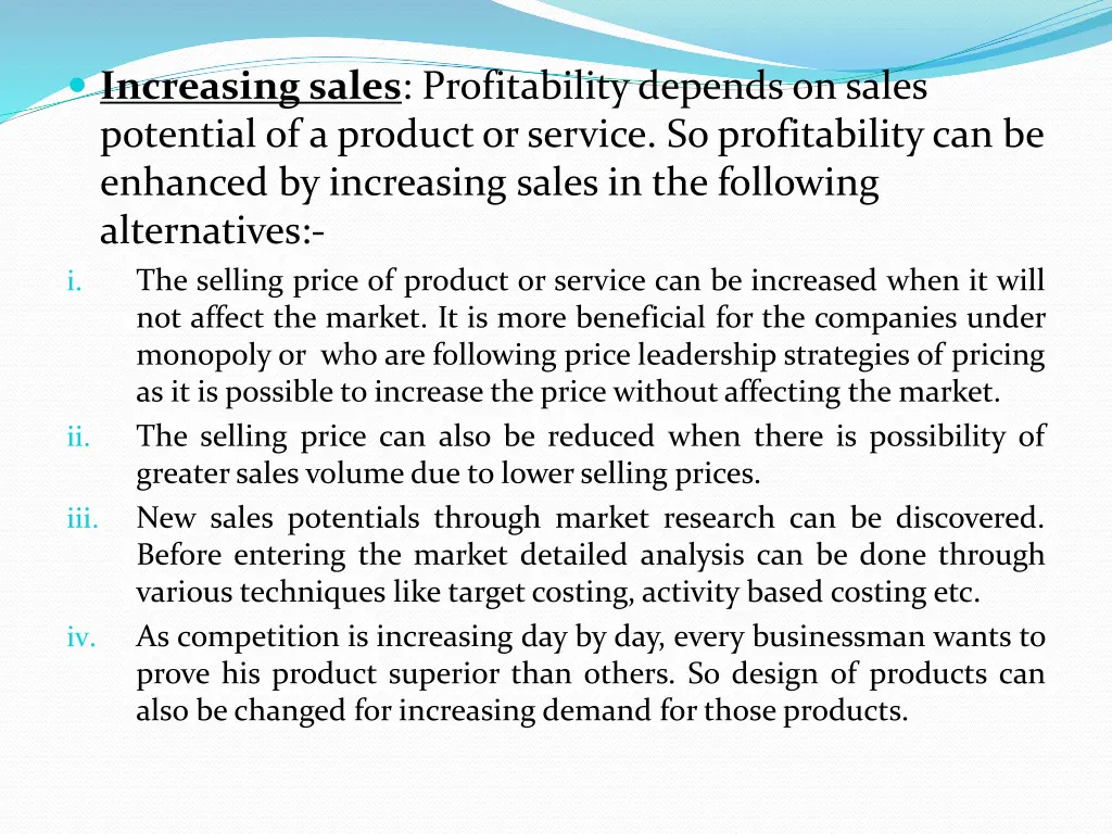 increasing sales profitability depends on sales