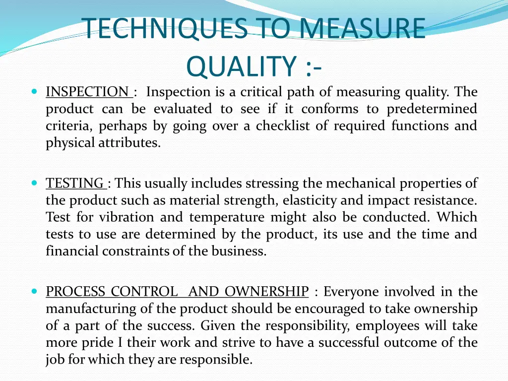 techniques to measure quality inspection