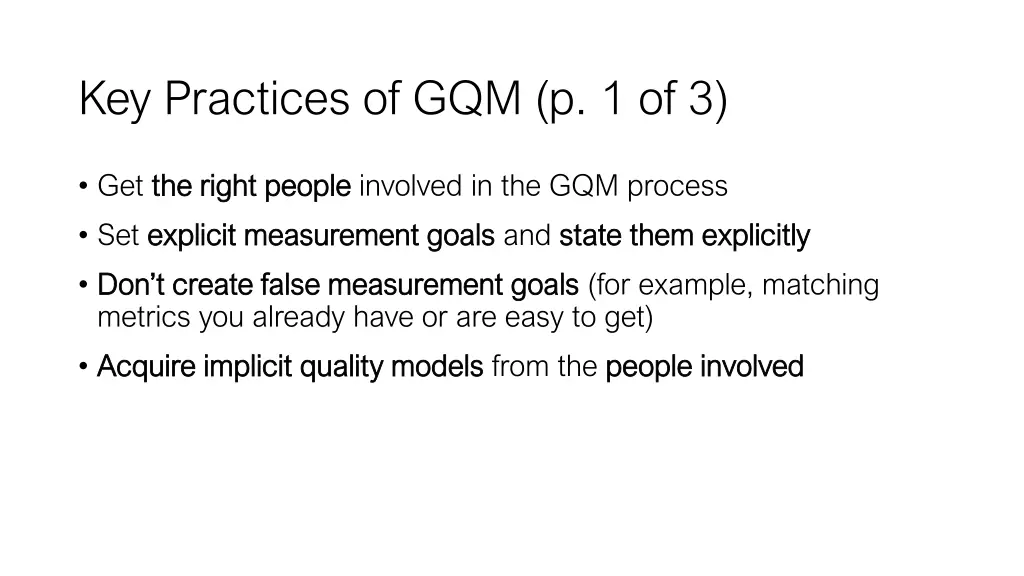 key practices of gqm p 1 of 3