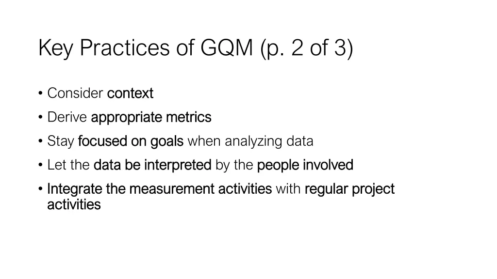 key practices of gqm p 2 of 3