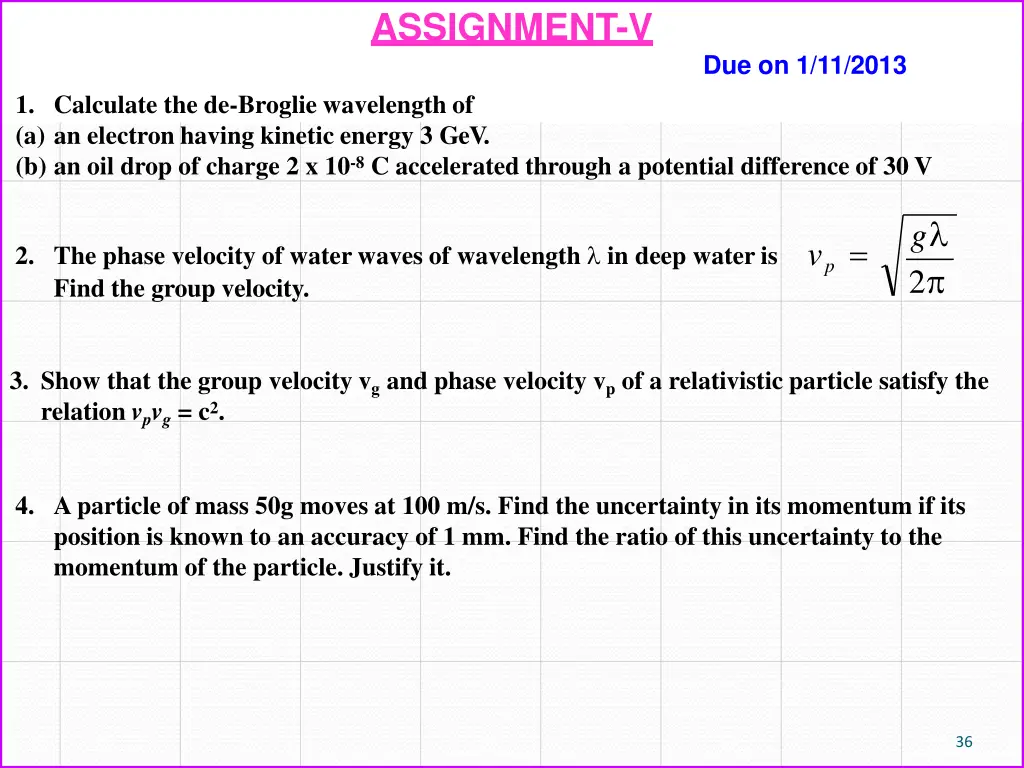 assignment v