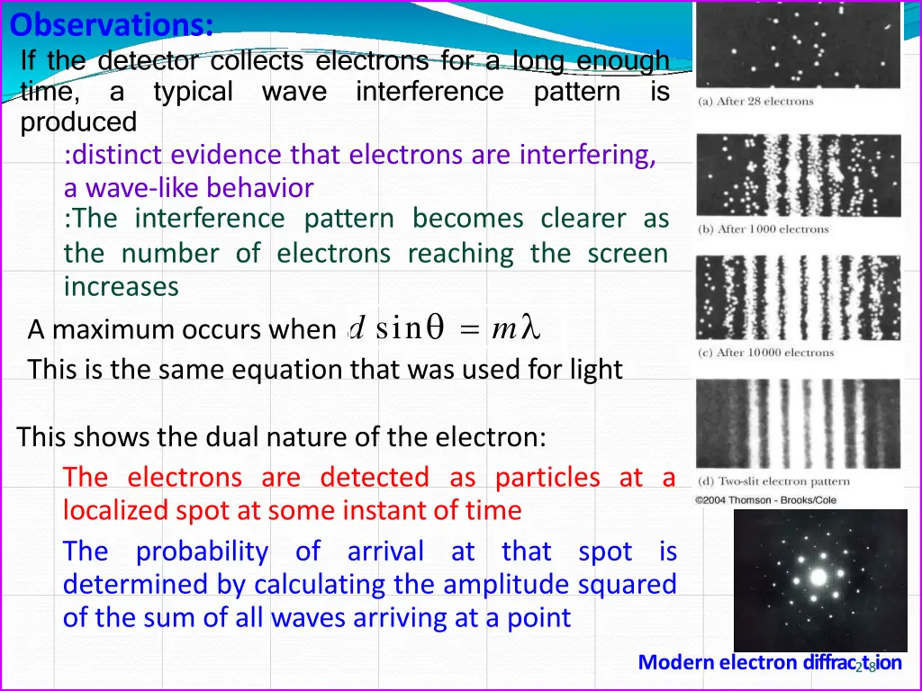 observations if the detector collects electrons