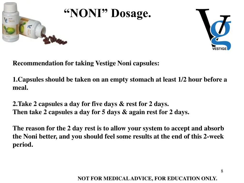 noni dosage