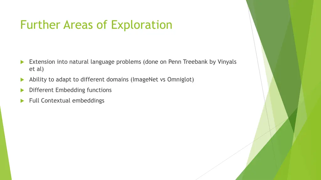 further areas of exploration