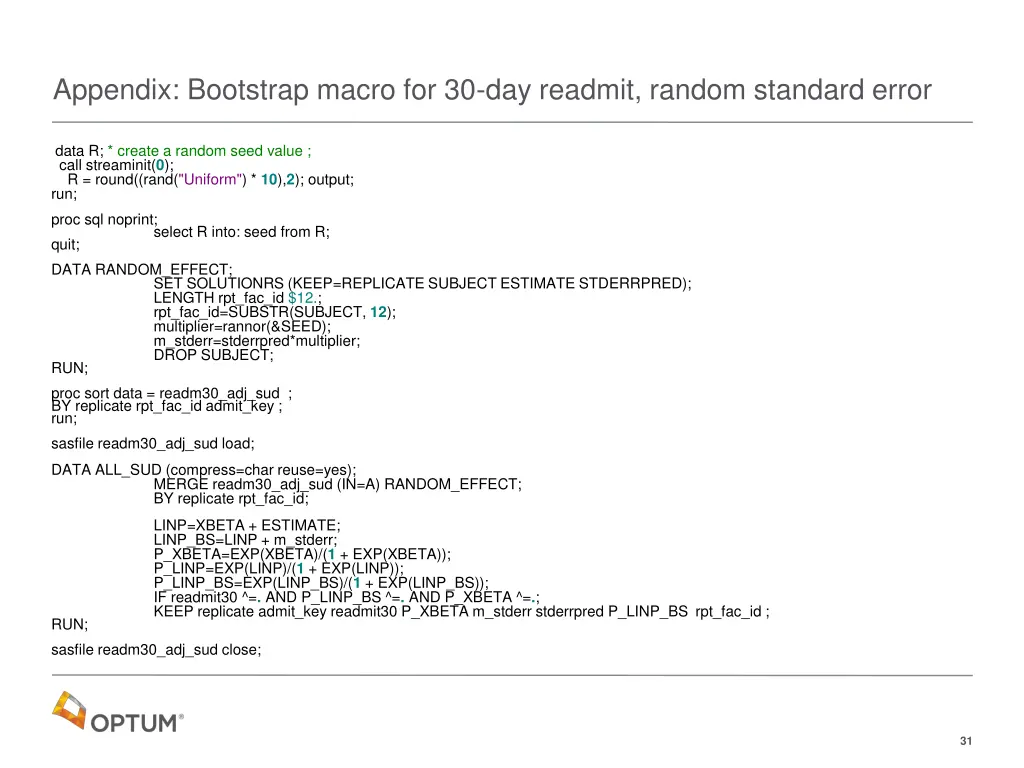 appendix bootstrap macro for 30 day readmit 1
