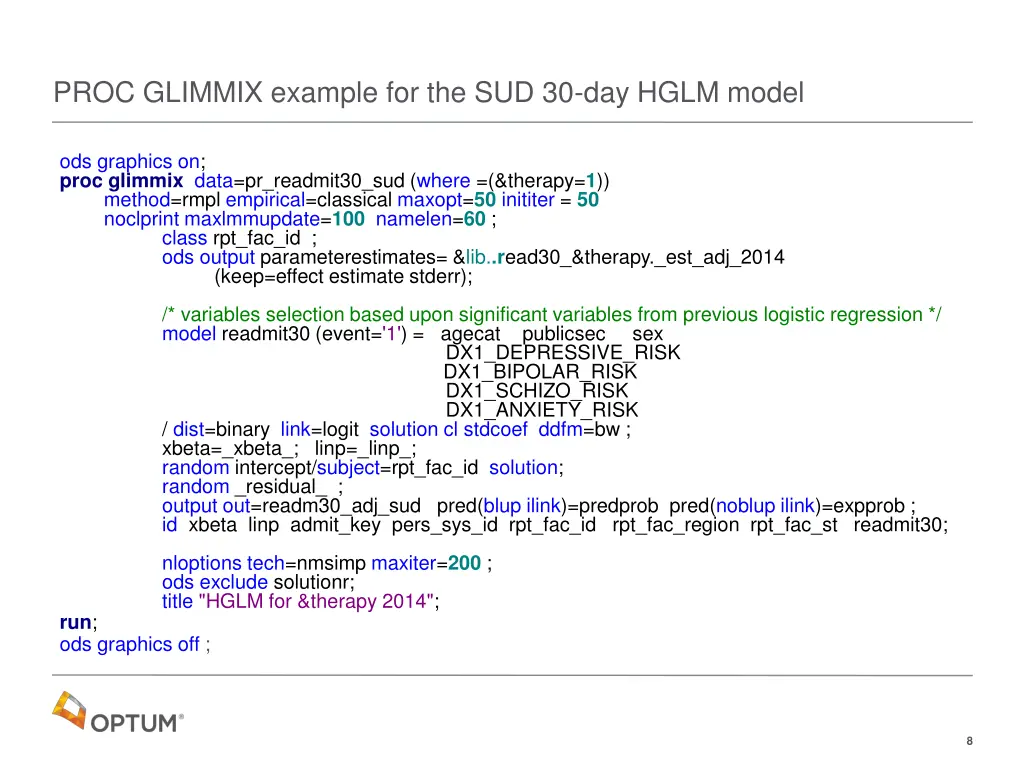 proc glimmix example for the sud 30 day hglm model